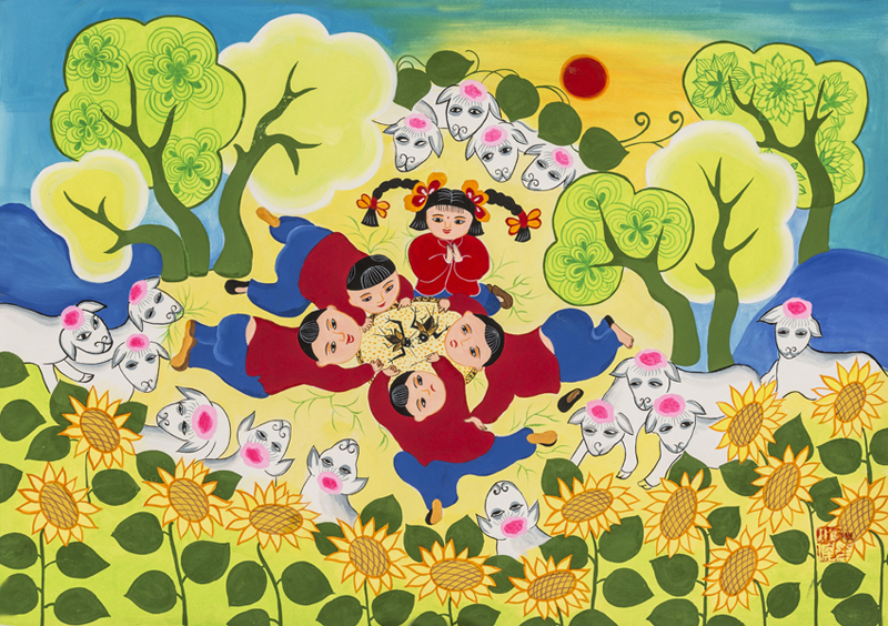 《童趣》《戲水》《拜壽》《春》《學(xué)剪紙》